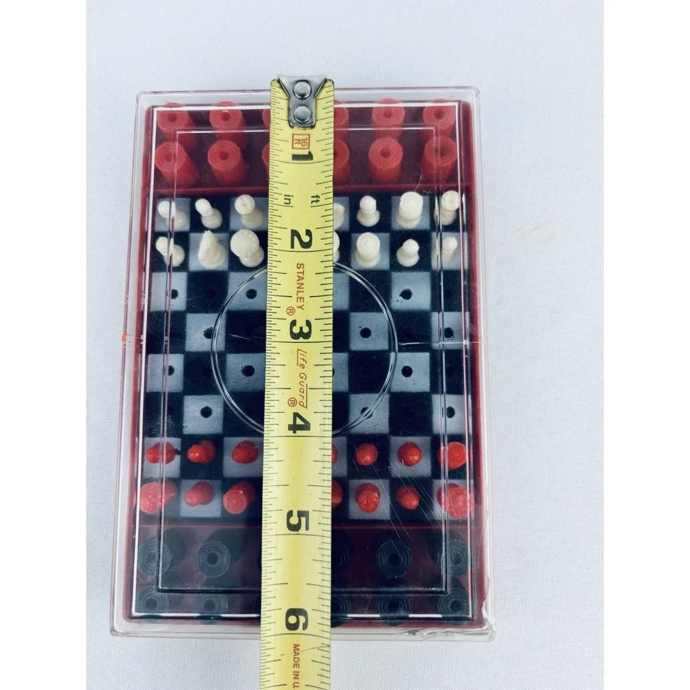 Rare Vintage 1950s Plastic Travel Chess & Checkers‎ Set YC Hong Kong Complete